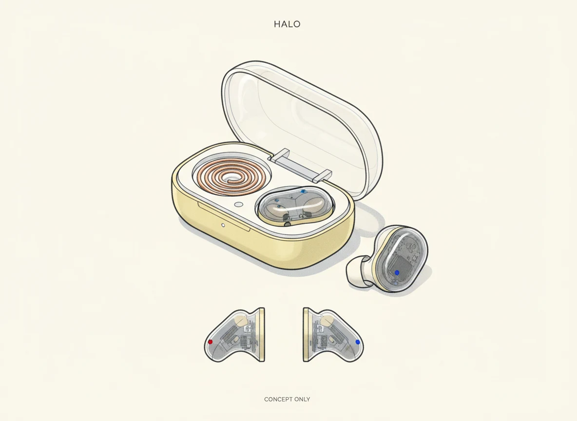 Halo: Wireless earbuds industrial design concept