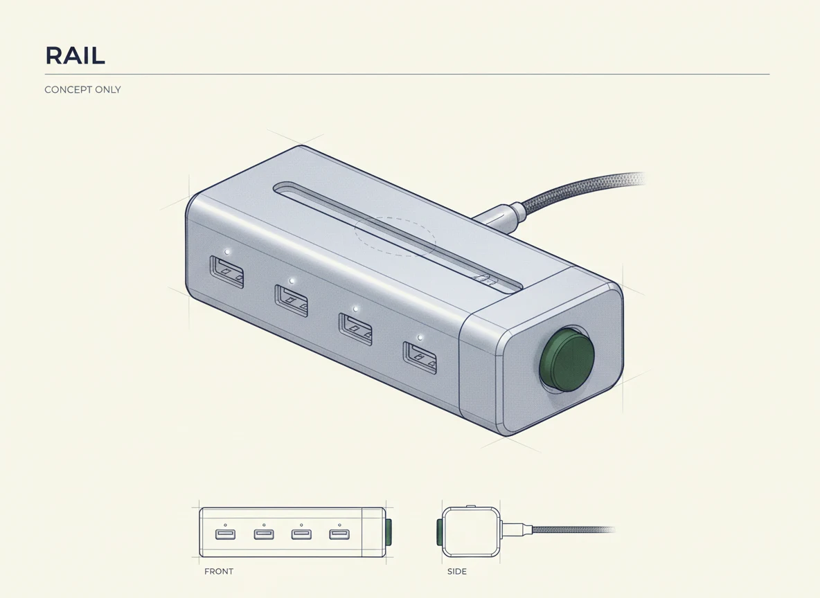 Rail: Desktop power hub industrial design concept
